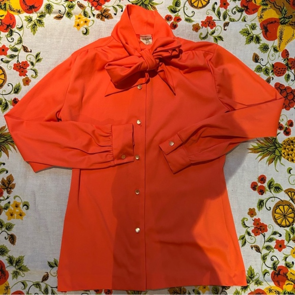 Vintage Button Down With Tie Scarf Neckline